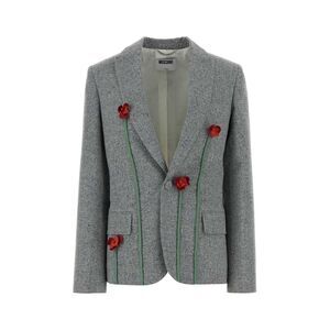Moschino Women Melange Grey Silk Blend Blazer